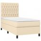 Preview: Boxspringbett mit Matratze & LED Creme 90x190 cm Stoff