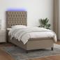 Preview: ARDEBO.de - Boxspringbett mit Matratze & LED Taupe 90x200 cm Stoff