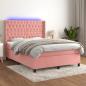 Preview: ARDEBO.de - Boxspringbett mit Matratze & LED Rosa 140x200 cm Samt