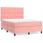Preview: Boxspringbett mit Matratze Rosa 140x190 cm Samt