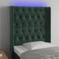 Preview: ARDEBO.de - LED Kopfteil Dunkelgrün 83x16x118/128 cm Samt