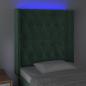 Preview: LED Kopfteil Dunkelgrün 83x16x118/128 cm Samt