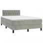 Preview: Boxspringbett mit Matratze & LED Hellgrau 120x200 cm Samt