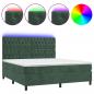 Preview: Boxspringbett mit Matratze & LED Dunkelgrün 180x200 cm Samt