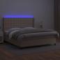 Preview: Boxspringbett mit Matratze & LED Cappuccino-Braun 180x200cm