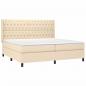 Preview: Boxspringbett mit Matratze & LED Creme 200x200 cm Stoff