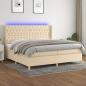 Preview: ARDEBO.de - Boxspringbett mit Matratze & LED Creme 200x200 cm Stoff