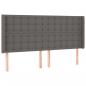Preview: Kopfteil mit Ohren Grau 203x16x118/128 cm Kunstleder