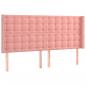 Preview: Kopfteil mit Ohren Rosa 183x16x118/128 cm Samt