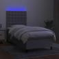 Preview: Boxspringbett mit Matratze & LED Hellgrau 100x200 cm Stoff