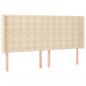 Preview: LED Kopfteil Creme 203x16x118/128 cm Stoff