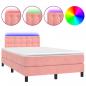 Preview: Boxspringbett mit Matratze & LED Rosa 120x200 cm Samt