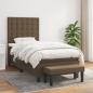 Preview: ARDEBO.de - Boxspringbett mit Matratze Dunkelbraun 100x200 cm Stoff