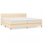 Preview: Boxspringbett mit Matratze Creme 200x200 cm Stoff