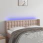 Preview: ARDEBO.de - LED Kopfteil Cappuccino-Braun 147x16x78/88 cm Kunstleder