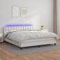 Preview: ARDEBO.de - Boxspringbett mit Matratze & LED Weiß 160x200 cm Kunstleder