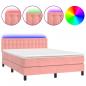 Preview: Boxspringbett mit Matratze & LED Rosa 140x190 cm Samt
