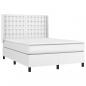 Preview: Boxspringbett mit Matratze Weiß 140x190 cm Kunstleder