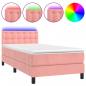 Preview: Boxspringbett mit Matratze & LED Rosa 90x190 cm Samt