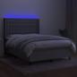 Preview: Boxspringbett mit Matratze & LED Hellgrau 140x190 cm Stoff