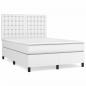 Preview: Boxspringbett mit Matratze Weiß 140x190 cm Kunstleder