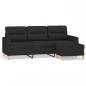 Preview: 3-Sitzer-Sofa mit Hocker Schwarz 180 cm Stoff
