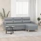 Preview: ARDEBO.de - 3-Sitzer-Sofa mit Hocker Hellgrau 180 cm Stoff
