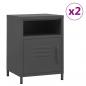 Preview: ARDEBO.de - Nachttische 2 Stk. Anthrazit 35x35x51 cm Stahl
