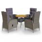 Preview: 5-tlg. Garten-Bistro-Set Poly Rattan Grau