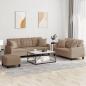 Preview: ARDEBO.de - 3-tlg. Sofagarnitur mit Kissen Cappuccino-Braun Kunstleder