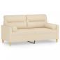 Preview: 2-Sitzer-Sofa mit Zierkissen Creme 140 cm Stoff