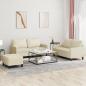 Preview: ARDEBO.de - 3-tlg. Sofagarnitur mit Kissen Creme Kunstleder
