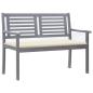 Preview: 2-Sitzer-Gartenbank mit Auflage 120 cm Grau Eukalyptusholz