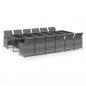 Preview: 13-tlg. Garten-Essgruppe mit Kissen Poly Rattan Grau