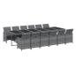 Preview: 13-tlg. Garten-Essgruppe mit Kissen Poly Rattan Grau