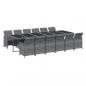 Preview: 13-tlg. Garten-Essgruppe mit Kissen Poly Rattan Grau