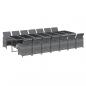 Preview: 15-tlg. Garten-Essgruppe mit Kissen Poly Rattan Grau