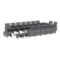 Preview: 19-tlg. Garten-Essgruppe mit Kissen Poly Rattan Grau