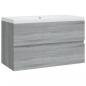 Preview: Waschbeckenschrank mit Einbaubecken Grau Sonoma Holzwerkstoff