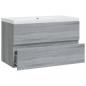 Preview: Waschbeckenschrank mit Einbaubecken Grau Sonoma Holzwerkstoff