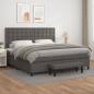 Preview: ARDEBO.de - Boxspringbett mit Matratze Grau 200x200 cm Kunstleder