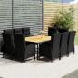 Preview: ARDEBO.de - 11-tlg. Garten-Essgruppe Poly Rattan Schwarz