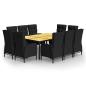 Preview: 11-tlg. Garten-Essgruppe Poly Rattan Schwarz