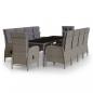 Preview: 11-tlg. Garten-Essgruppe Poly Rattan Grau