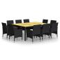 Preview: 11-tlg. Garten-Essgruppe Poly Rattan Schwarz