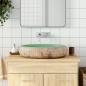 Preview: ARDEBO.de - Aufsatzwaschbecken Grün und Braun Oval 59x40x15 cm Keramik