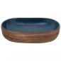 Preview: Aufsatzwaschbecken Braun und Blau Oval 59x40x14 cm Keramik