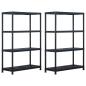 Preview: ARDEBO.de - Lagerregale 2 Stk. Schwarz 220 kg 90 x 40 x 138 cm Kunststoff