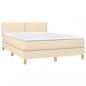 Preview: Boxspringbett mit Matratze Creme 140x190 cm Stoff