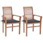 Preview: ARDEBO.de - Essstühle 2 Stk. mit Anthrazit Kissen Massivholz Teak